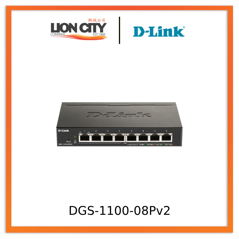 D-Link DGS-1100-08PV2 8-Port Gigabit PoE Smart Managed Switch "PRE-ORDER ONLY"