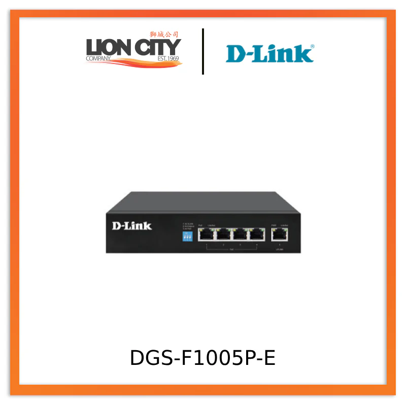D-Link DGS-F1005P-E 250M 5-Port 1000Mbps Switch with 4 PoE Ports and 1 Uplink Port "PRE-ORDER ONLY"