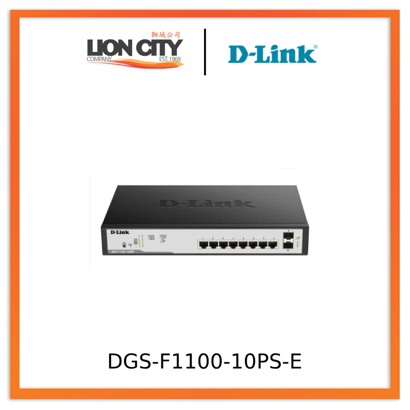 D-Link DGS-F1100-10PS-E 8 Port Gigabit (8 POE - 96 Watt) + 2 SFP Port Smart Switch "PRE-ORDER ONLY"