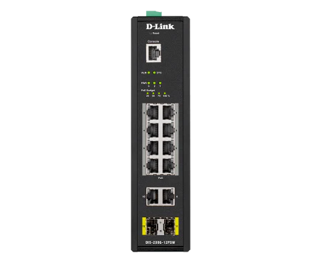 D-Link DIS-200G-12PSW 12-Port Gigabit Smart Managed Industrial PoE Switch-Wide Temp-240W PoE Budget "PRE-ORDER ONLY" - Image 3