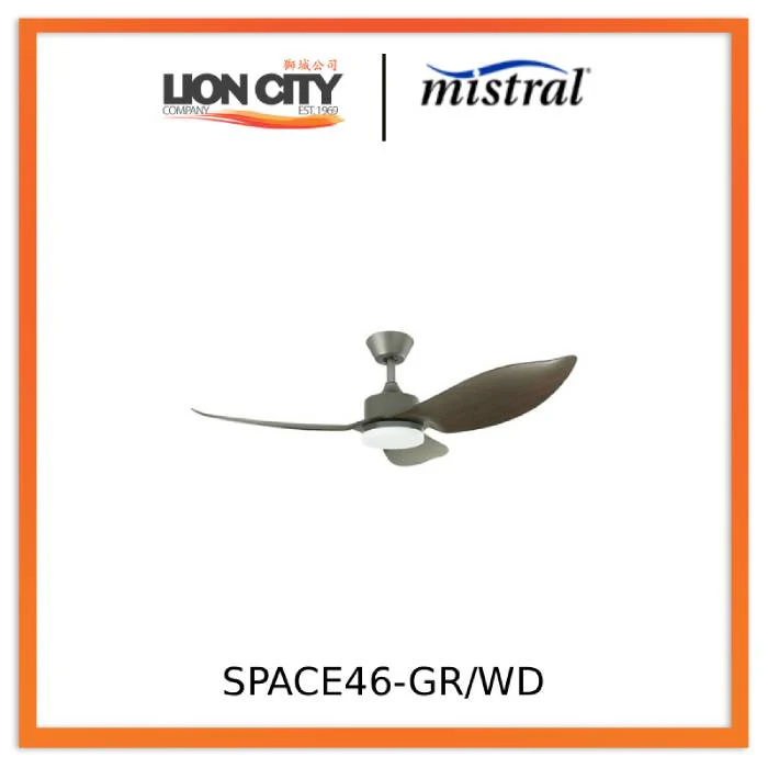 D'FAN SPACE46-GR/WD 46IN CEILING FAN WITH LIGHT (GREY/WOOD) (INSTALLATION CHARGES APPLIES)