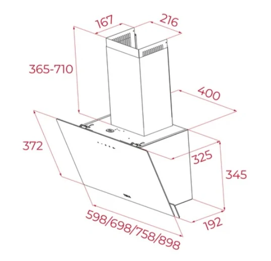 DVN 77050 TTC WH Urban Colors Edition. Vertical Decorative Hood With Touch Control and Rim Extraction, 70cm - Image 6