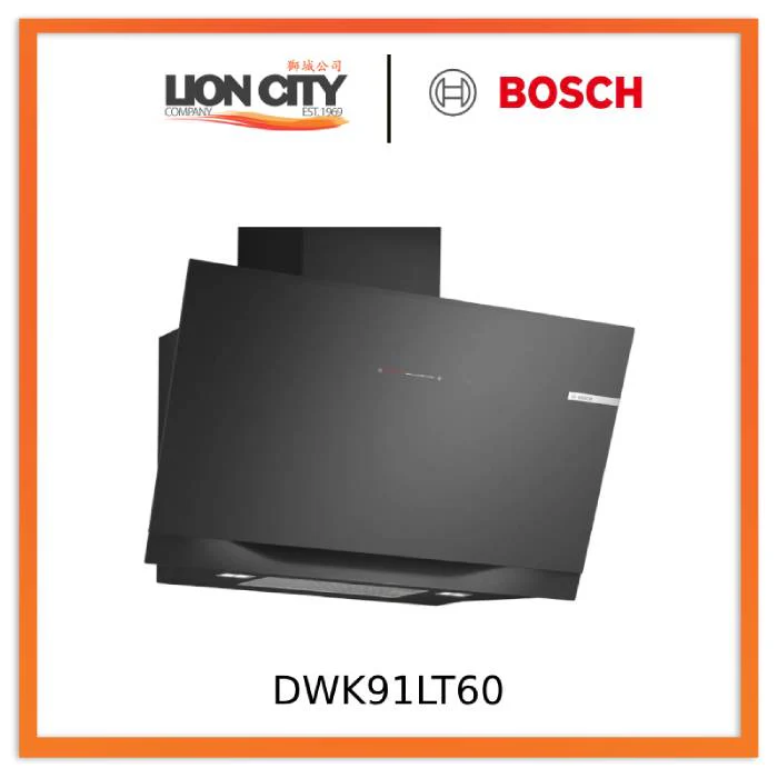 Bosch DWK91LT60 Series 8 wall-mounted cooker hood 90 cm clear glass black printed