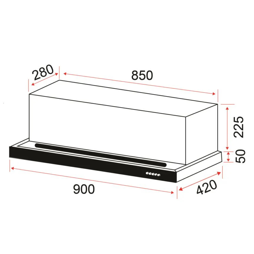 EF 90 cm Built in Stainless Steel Slimline hood POWER SLIM 90 X/VL - Image 3