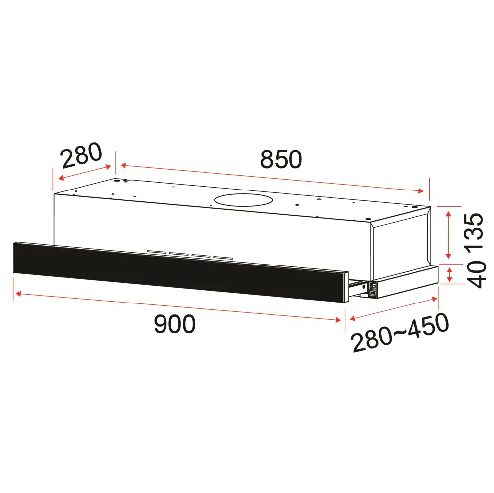 EF EFCH 9402-AL 90 cm Telescopic Stainless Steel hood EFCH9402AL - Image 3