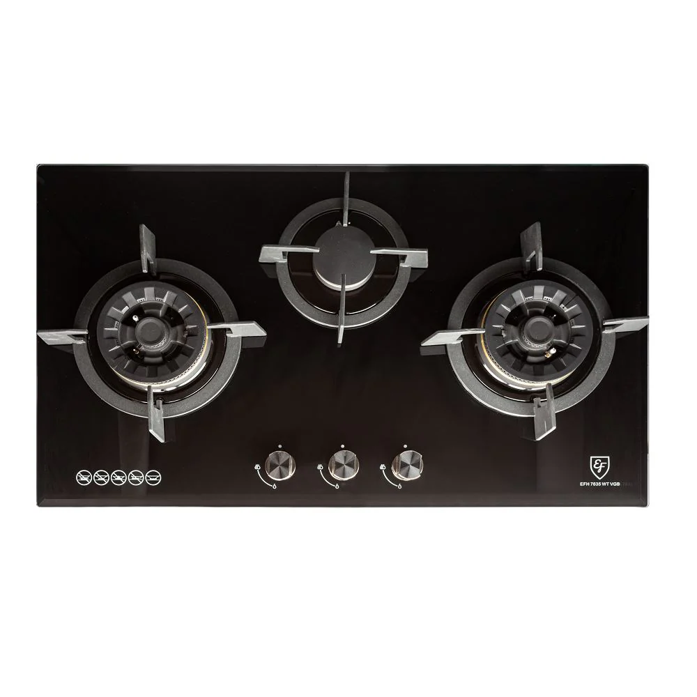 EF CK Premio 90 Chimney Hood + EF 78cm Gas Hob 3 Brass Burners EFH 7635 WT VGB - Image 4