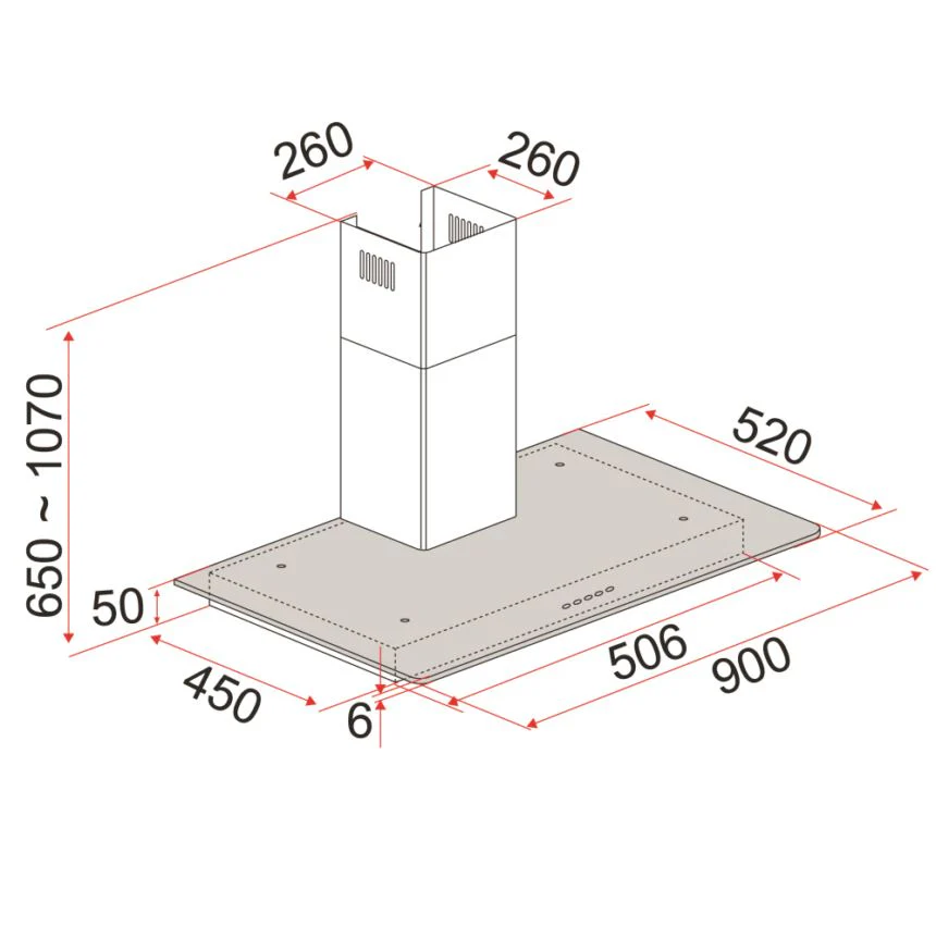 EF CK STILE 90CM DESIGNER CHIMNEY HOOD - Image 3