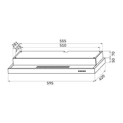 EF EFCH 6201T SS 60cm Semi-integrated Hood 550m³/hr Stainless Steel EFCH6201TSS - Image 3
