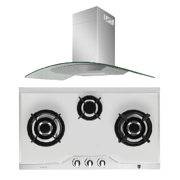 EF EFH 3763 TN VSB Gas Hob 78CM + CK VETRO PLUS Cooker Hood 90CM - Image 2