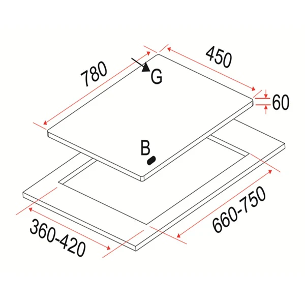 EF EFH 3763 TN VSB Gas Hob 78CM + CK VETRO PLUS Cooker Hood 90CM - Image 4