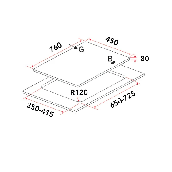 EF EFH 3768 WT VSB Gas Hob 76CM +  EFCH 9231T SS Cooker Hood 90CM - Image 5