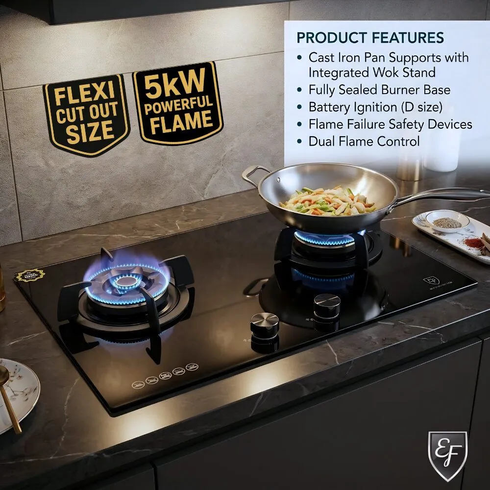 EF EFH 3977 WT VSB 86CM 3 Burner Gas Hob Stainless Steel EFH3977WT VSB - Image 3