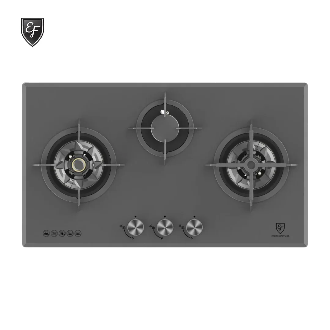 EF EFH 7636 WT VGB MG 78 cm 3 burners, Battery Ignition Matt Black Glass EFH7636WTVGBMG - Image 2