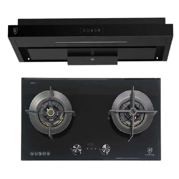 EF Gas Hob 78CM – EFH 7628 WT VGB+EF EFCH 9214A BK 90cm Semi Integrated Hood - Image 2
