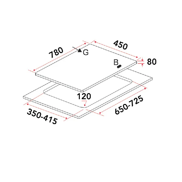 EF Gas Hob 78CM – EFH 7636 WT VGB + Cooker Hood 90CM – CK VISTA - Image 5