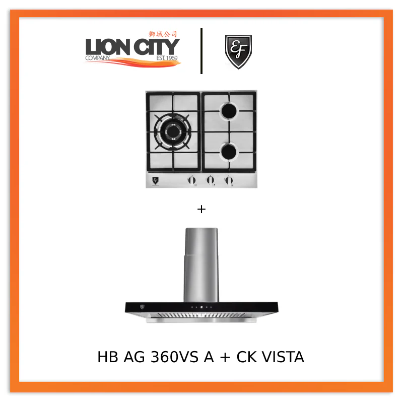 EF HB AG 360VS A 58cm Built-in Hob + CK VISTA Cooker Hood 90CM