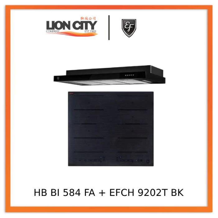 EF HB BI 584 FA Induction Hob 60CM + EFCH 9202T BK Cooker Hood 90CM