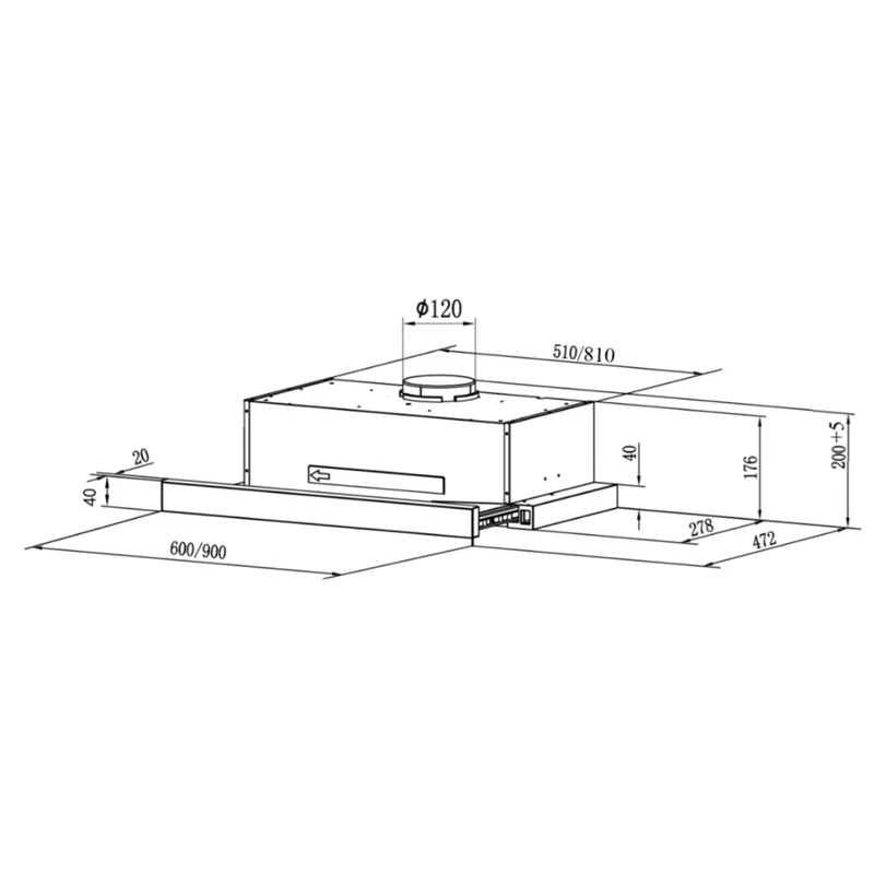 EF TF 5294/60 BK 60cm Telescopic Hood - Image 3