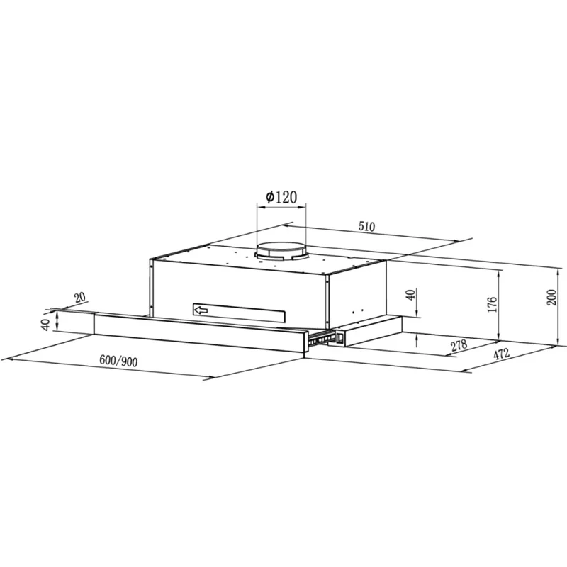 EF TF 5294/90 SS 90cm Telescopic Hood - Image 3