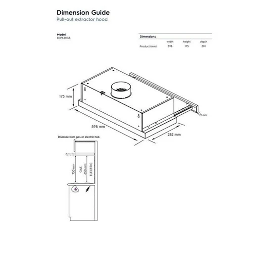 Electrolux ECP6311GB 60cm 300 Series Pull-out Extractor Hood - Image 6