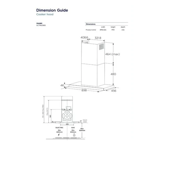 Electrolux ECT9633KB 90cm 600 Series Chimney Extractor Hood - Image 6
