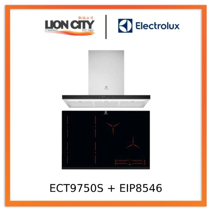 Electrolux ECT9750S 90cm UltimateTaste 500 chimney cooker hood+Electrolux EIP8546 80cm built-in flexi bridge induction hob