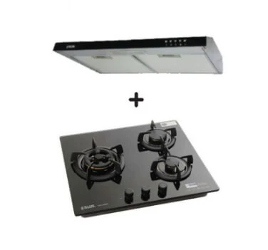 Ellane 60cm/90cm Slimline Hood With Black Panel EH-9160 + Ellane WG-248SV 3 Burner Glass Hob - Image 2