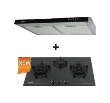 Ellane 60cm/90cm Slimline Hood With Black Panel EH 9160 + Ellane WG-830SV 87cm 3 Burner Glass - Image 2