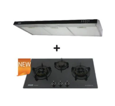Ellane 60cm/90cm Slimline Hood With Black Panel EH 9180 + Ellane WG-830SV 87cm 3 Burner Glass - Image 2