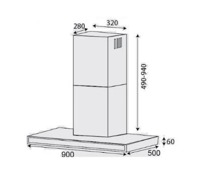 Ellane EH-2880 90cm Touch Control Stainless Steel Chimney Hood - Image 3