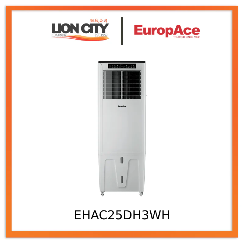 EuropAce EHAC25DH3WH 4-in-1 Hoseless Air Cooler w Air Con Compressor – True Hoseless Technology, 45% Energy Savings, 3 to 7x More Power (25K BTU of Cooling Power)