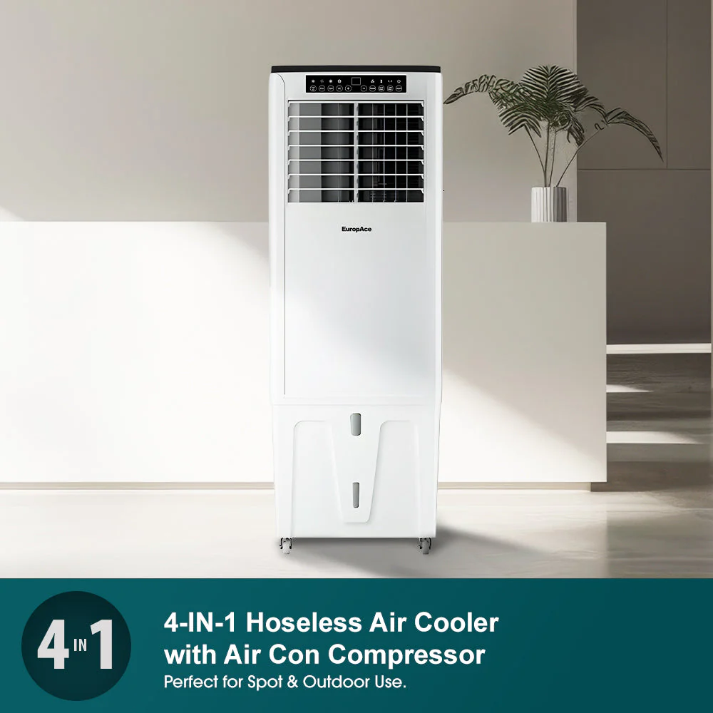 EuropAce EHAC25DH3WH 4-in-1 Hoseless Air Cooler w Air Con Compressor – True Hoseless Technology, 45% Energy Savings, 3 to 7x More Power (25K BTU of Cooling Power) - Image 3