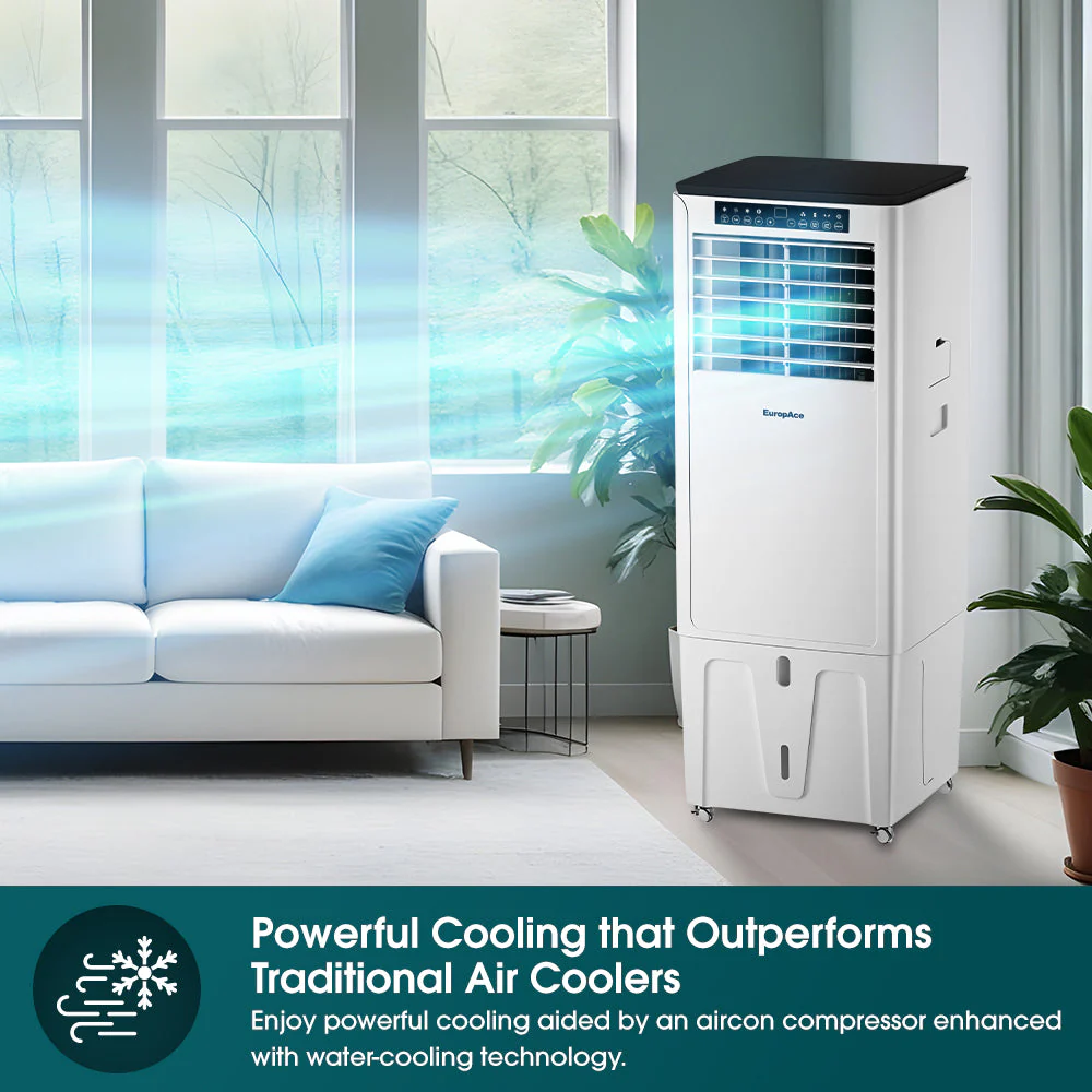 EuropAce EHAC25DH3WH 4-in-1 Hoseless Air Cooler w Air Con Compressor – True Hoseless Technology, 45% Energy Savings, 3 to 7x More Power (25K BTU of Cooling Power) - Image 5
