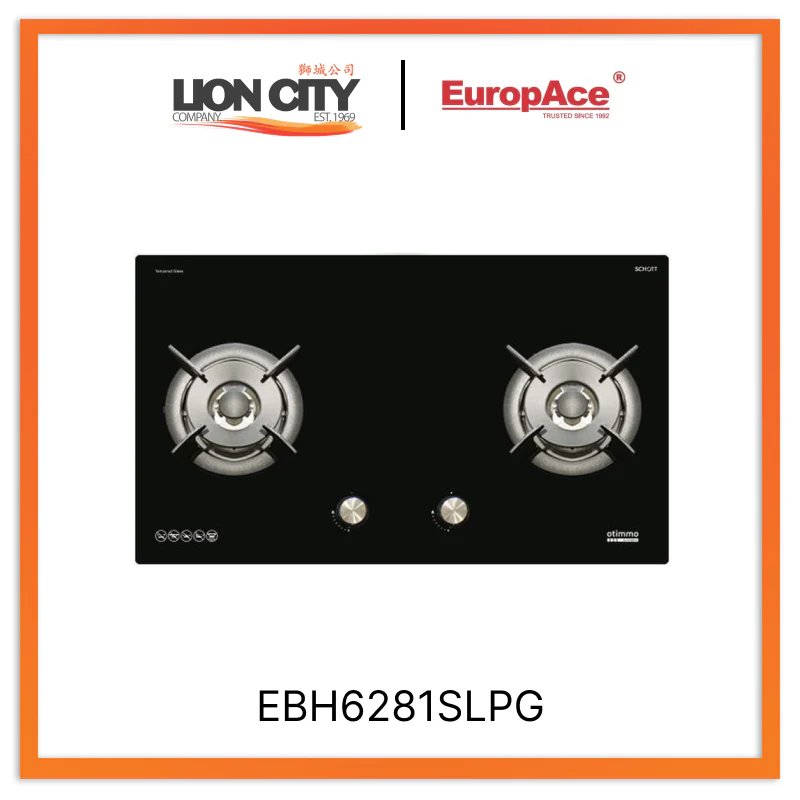EuropAce EBH6281SLPG 2 Burner 80cm Slim Gas Cooker Hob (Schott Glass) LPG