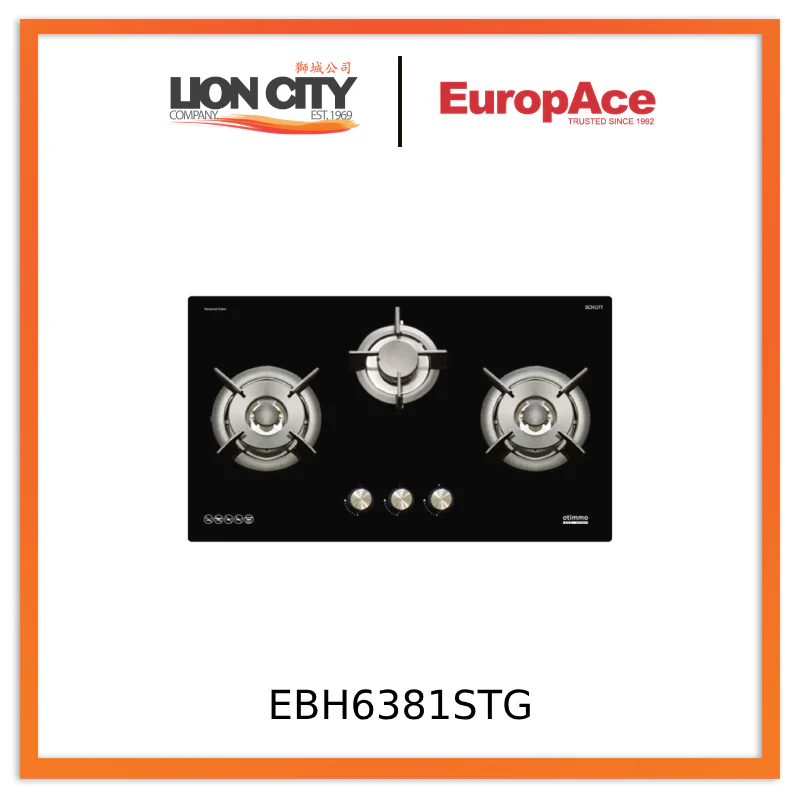 Europace EBH6381STG  80cm Built-In Gas Hob (3burner)