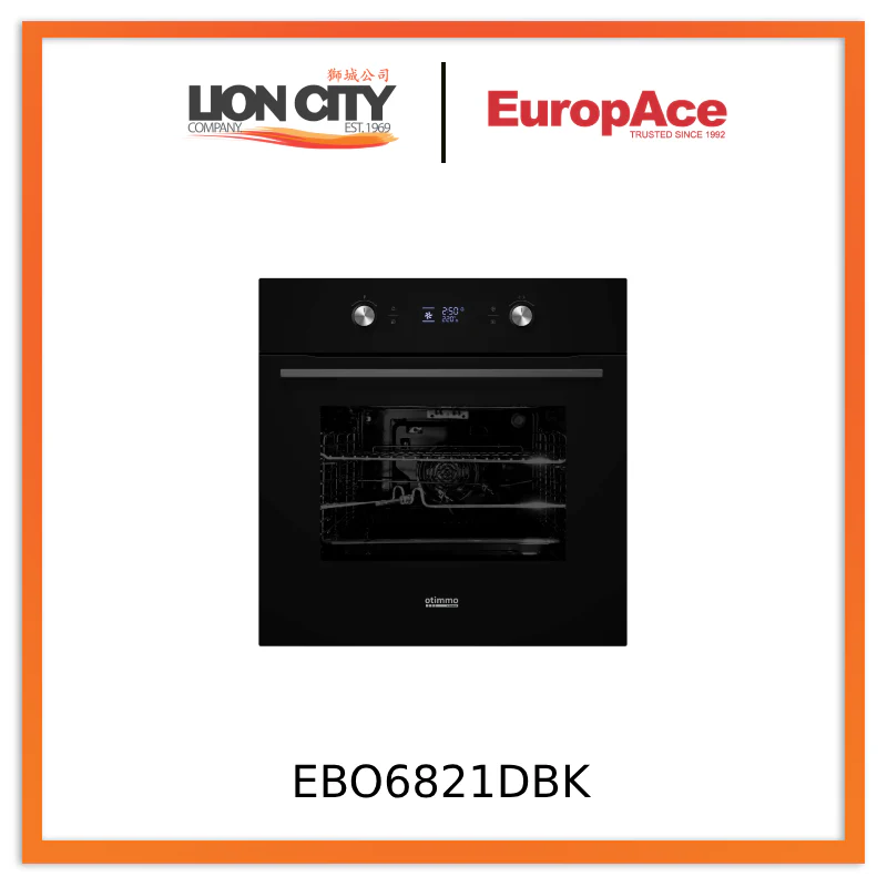 EuropAce EBO6821DBK 60cm 82L Built-In Oven (Touch + Knob)