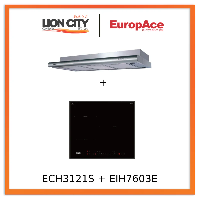 Europace ECH 3121S 90cm Deluxe S/Steel Slim Hood + EIH7603E 7 Series 60cm Induction Hob
