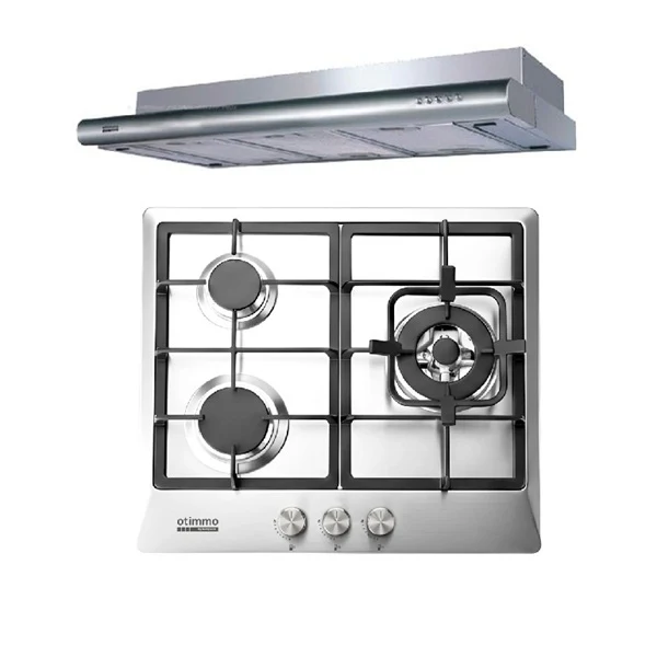 EuropAce ECH 3121S 90cm Deluxe Slimline Hood + EuropAce EBH3360E LPG/TG 60cm Built-In Stainless Steel Gas Hob (3burner) - Image 2