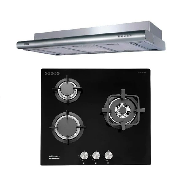 EuropAce ECH 3121S 90cm Deluxe Slimline Hood + EuropAce EBH6360ELPG 60cm Built-In Glass Gas Hob (3burner) - Image 2