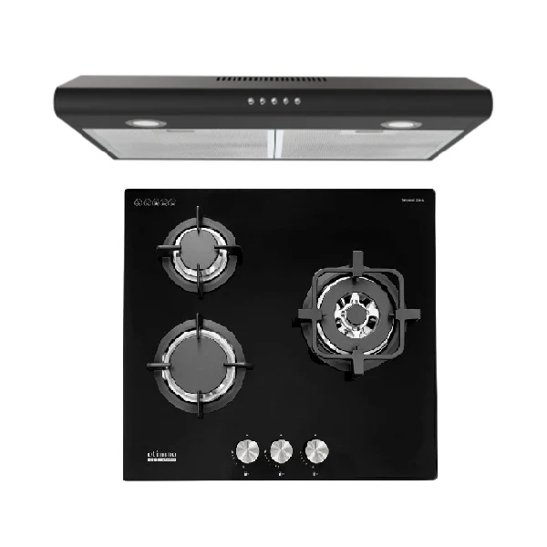 Europace ECH2508EBK 60cm Slimline Hood + EuropAce EBH6360E LPG/TG 60cm Built-In Glass Gas Hob (3burner) - Image 2