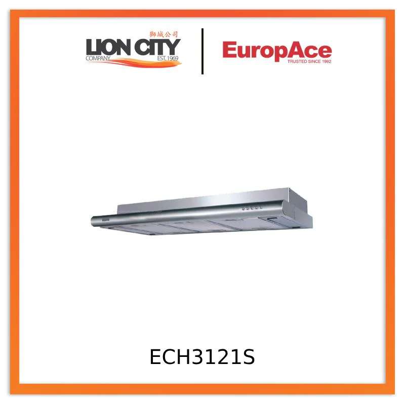 OTIMMO BY EUROPACE ECH 3121S : 90CM DELUXE CURVE SLIM HOOD (BLACK / STAIN STEEL) - 2 YEARS WARRANTY