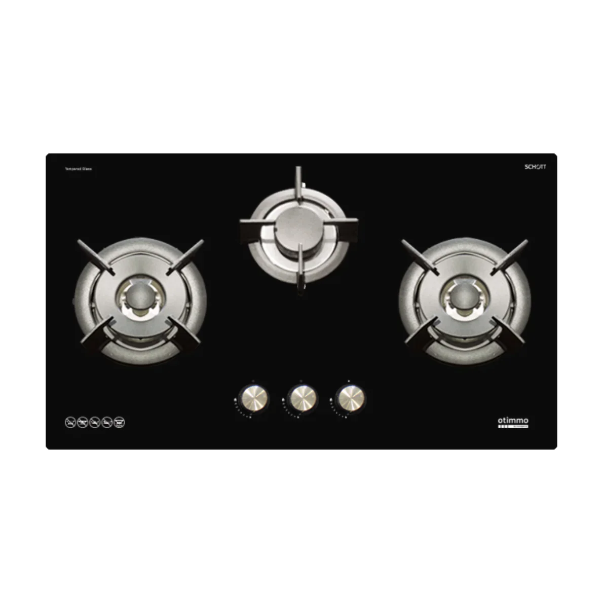 Europace ECH5503EBK OTIMMO Slimline Hood 90CM + EBH6381S 3 Burner 80cm Slim Hob (Schott Glass) - Image 2