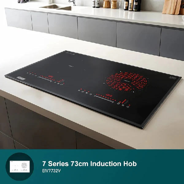 Europace ECH9122EBK 90cm 1200m3/h L-Shaped Hood with Dual Suction + EIV7732V Otimmo 7 Series 73 cm 2-Burner Hybrid Hob - Black - Image 5