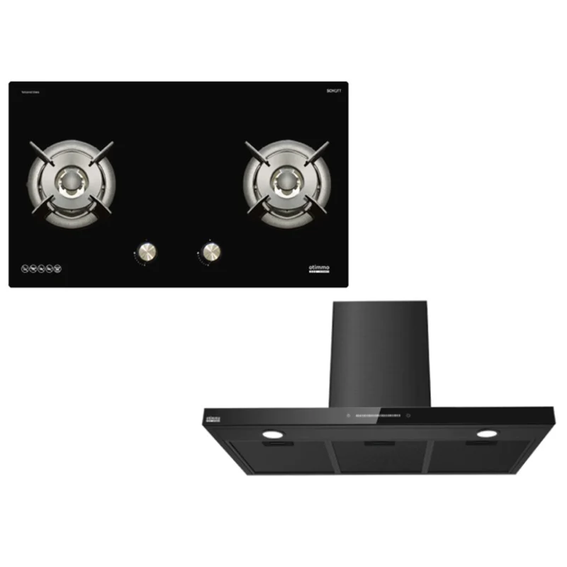Europace ECH9128A 90cm Premium T-Chimney Hood Full + EBH6281S 2 Burner 80cm Slim Gas Cooker Hob (Schott Glass) - Image 2