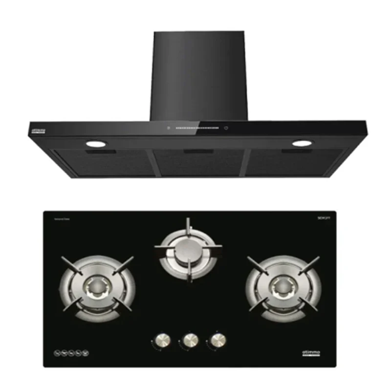 Europace ECH9128A 90cm Premium T-Chimney Hood Full + EBH6381S 3 Burner 80cm Slim Gas Cooker Hob (Schott Glass) - Image 2