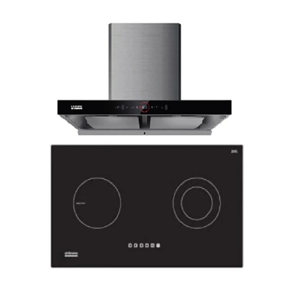 EuropAce ECH9208EBK 90cm 2000m3/h T-Shaped Chimney Hood + EIV5221V 75CM Built-in Induction Hob - Image 2