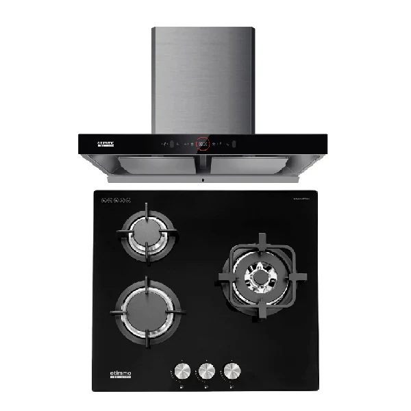 EuropAce ECH9208EBK 90cm 2000m3/h T-Shaped Chimney Hood + EuropAce EBH6360E LPG/TG 60cm Built-In Glass Gas Hob (3burner) - Image 2