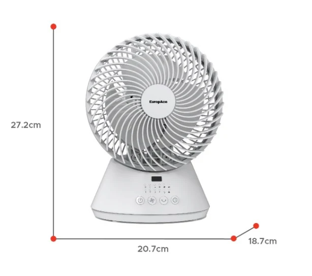 EuropAce EDF5631DWH 6” Deluxe DC Motor Desk Fan - Image 4