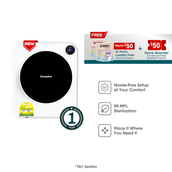 EuropAce EDY3501EDWH Moon Series 5KG Compact Dryer Touch Control - Image 6