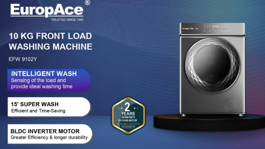 EuropAce EFW 9102Y 10 Kg Front Load Washing Machine EFW9102Y - Image 3